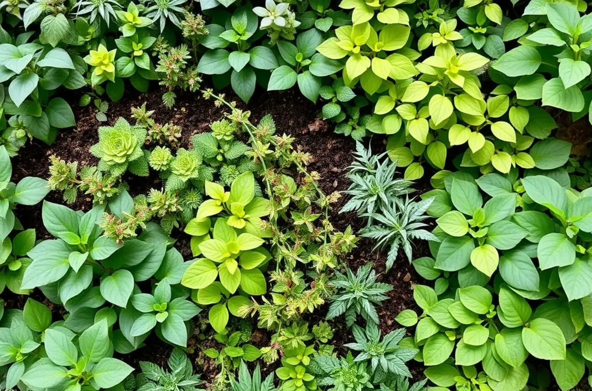Bela horta vertical com plantas saudáveis