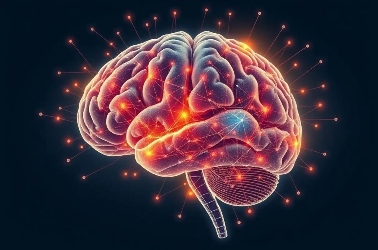 Diagrama do cérebro mostrando conexões para clareza mental