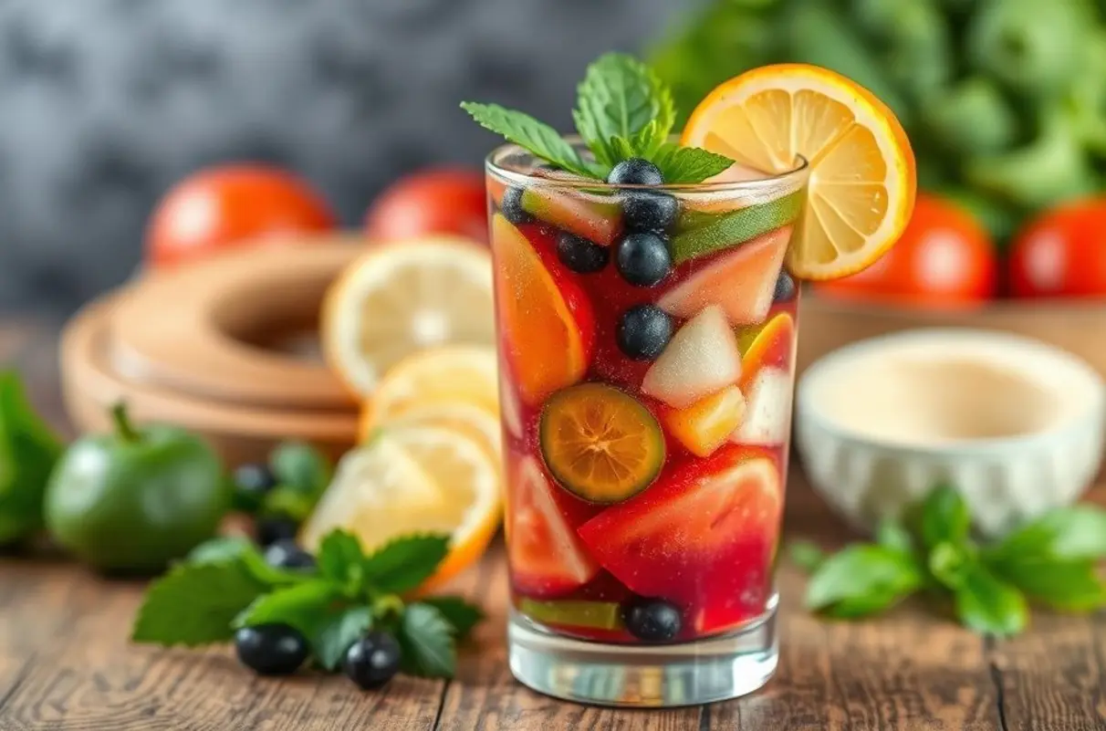 Copo de suco detox refrescante