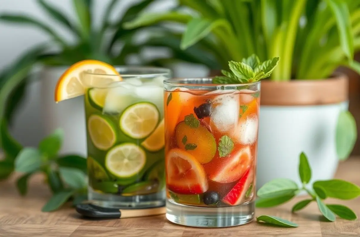 Bebida detox refrescante em um copo