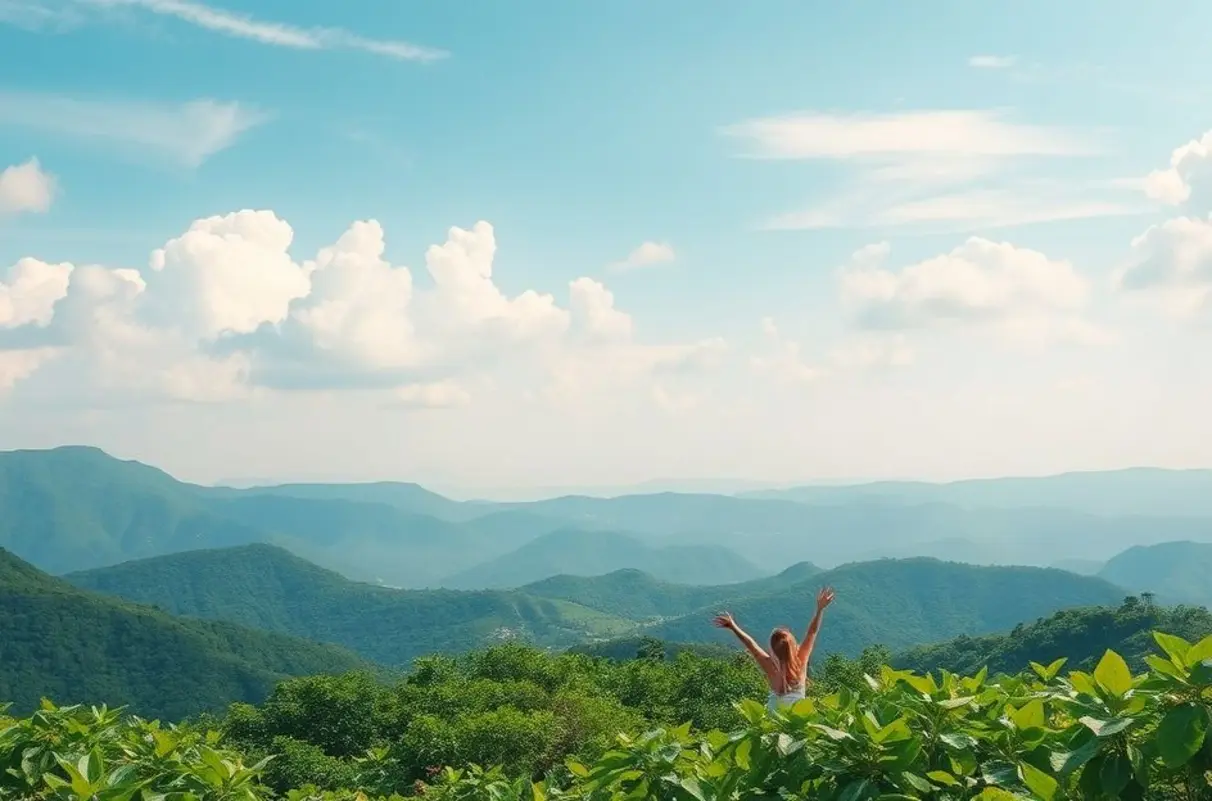 Paisagem serena representando saúde e detoxificação