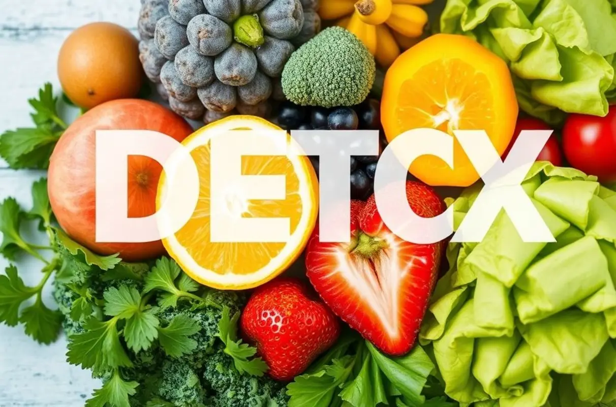 Frutas e vegetais frescos representando um estilo de vida detox.
